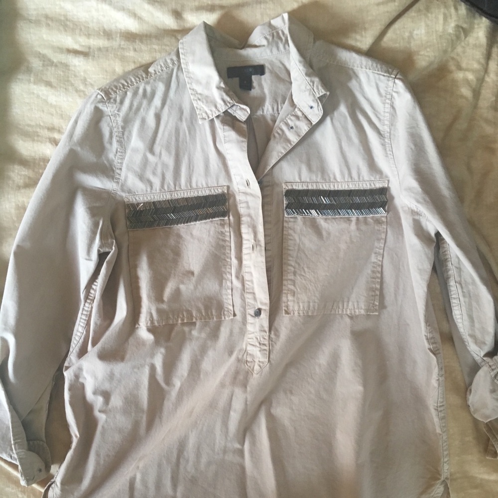 J Crew camp popover w/chevron beading